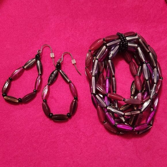 🩵Premier "Fuchsia" Purple & Pink Beaded Dangling Earrings - Picture 8 of 9